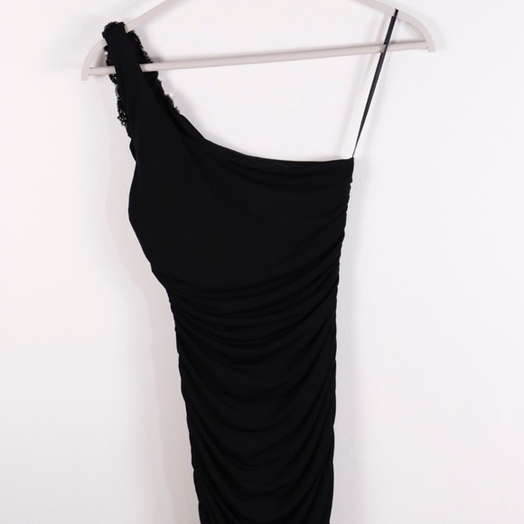 One shoulder black ruched dress/ homecoming dress/ club dress - Picture 14 of 14